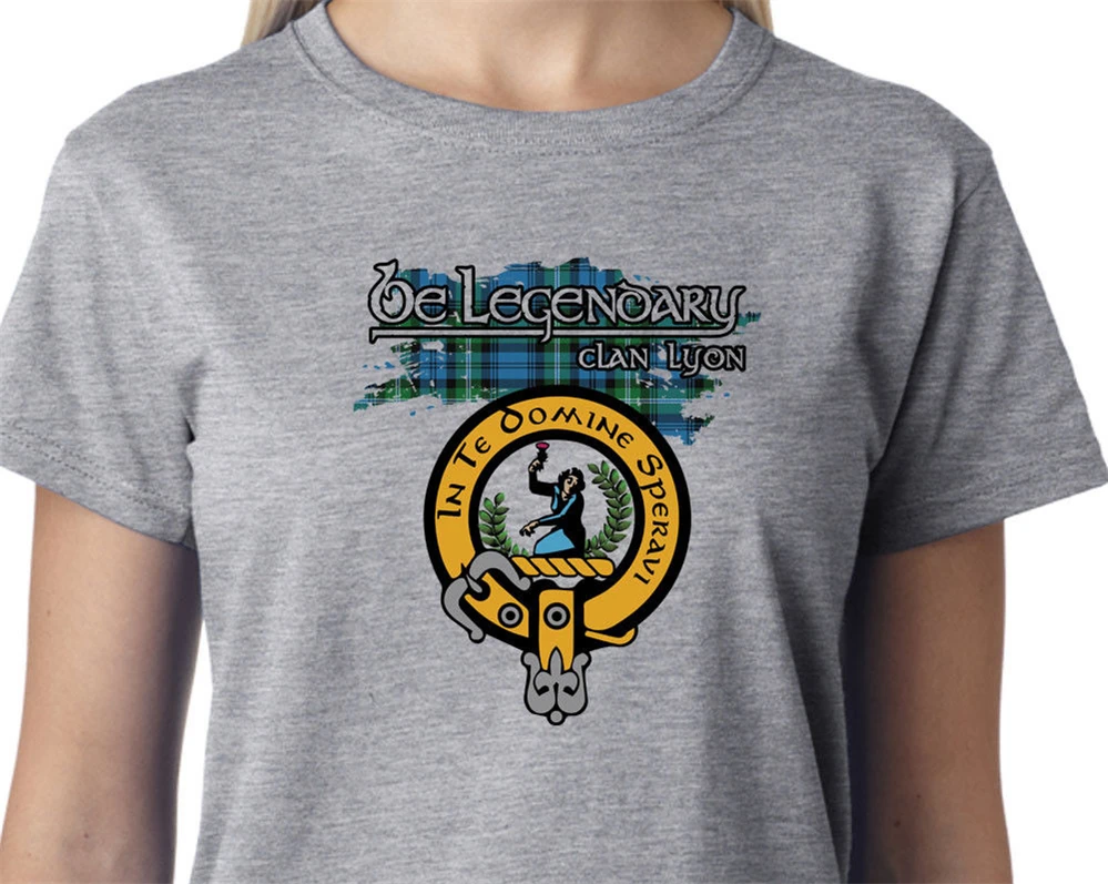 LYON CLAN BE LEGENDARY/футболка с принтом в виде гребня и шотландки Топы шотландском стиле