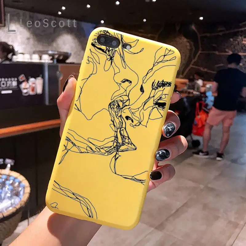 

Line abstract art Phone Case Yellow Candy Color for iPhone 6 7 8 11 12 s mini pro X XS XR MAX Plus