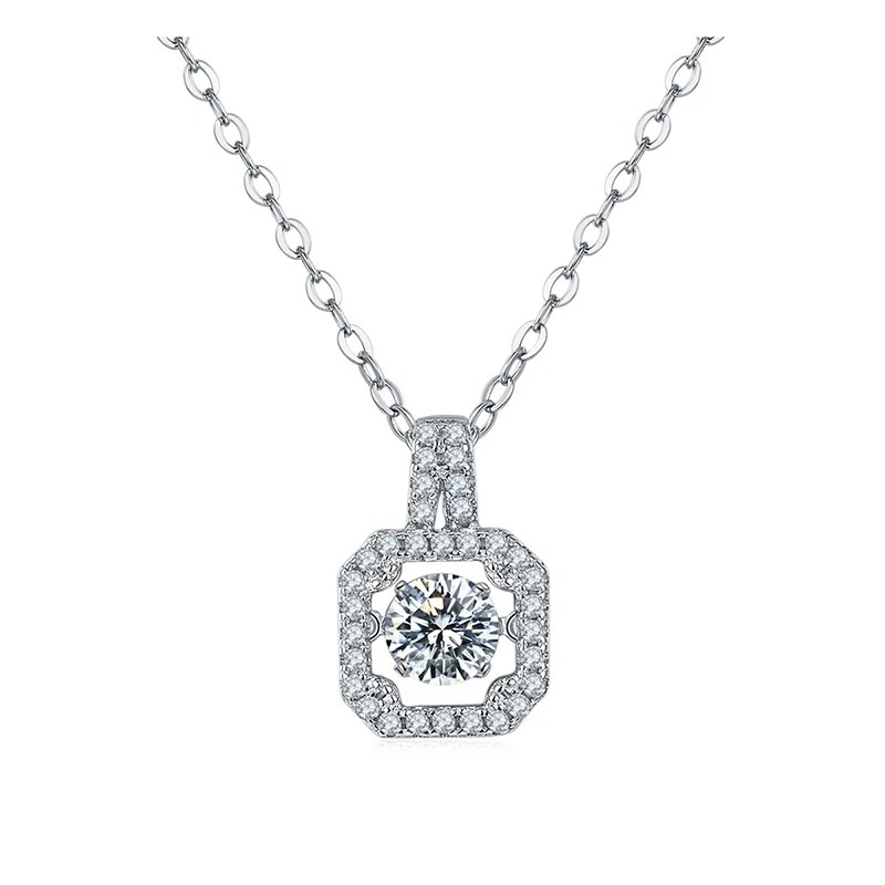 

100% real 0.5ct 5mm Moissanite D Color Princess Square Pendant Sterling Silver 925 Necklaces Fine Jewelry For Women Anniversary