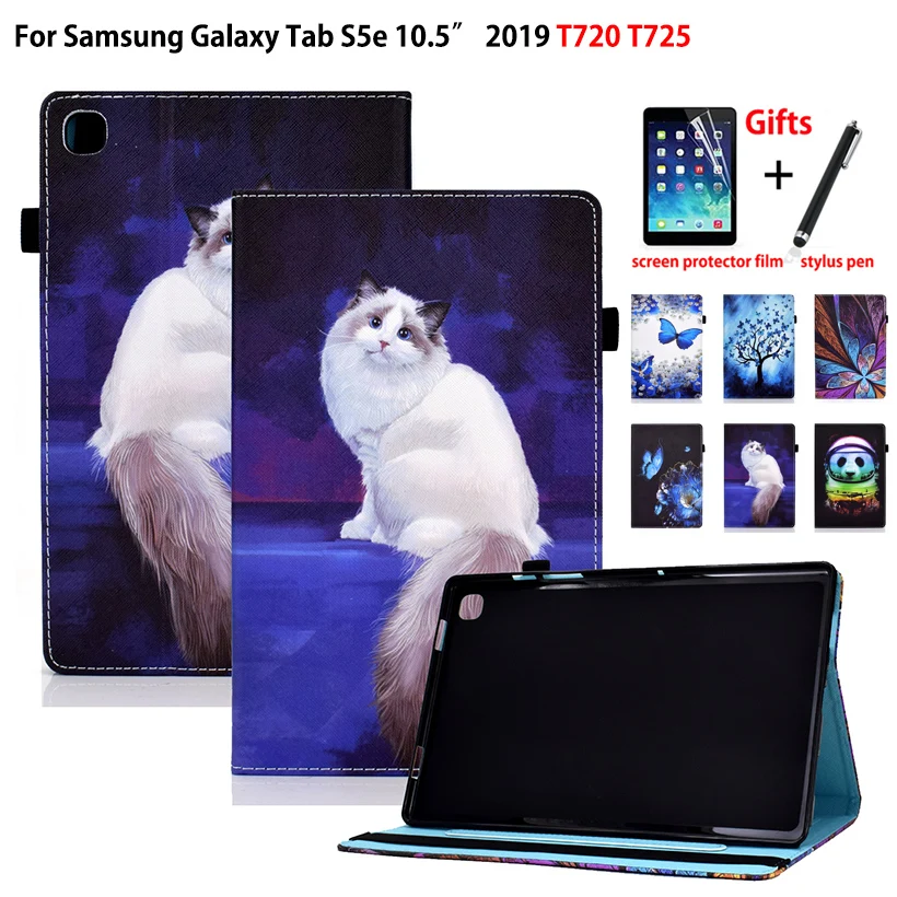 

Cartoon Cat Case For Samsung galaxy tab S5e 10.5 2019 SM-T720 SM-T725 T720 T725 Cover Funda Protective Stand Coque +Gift