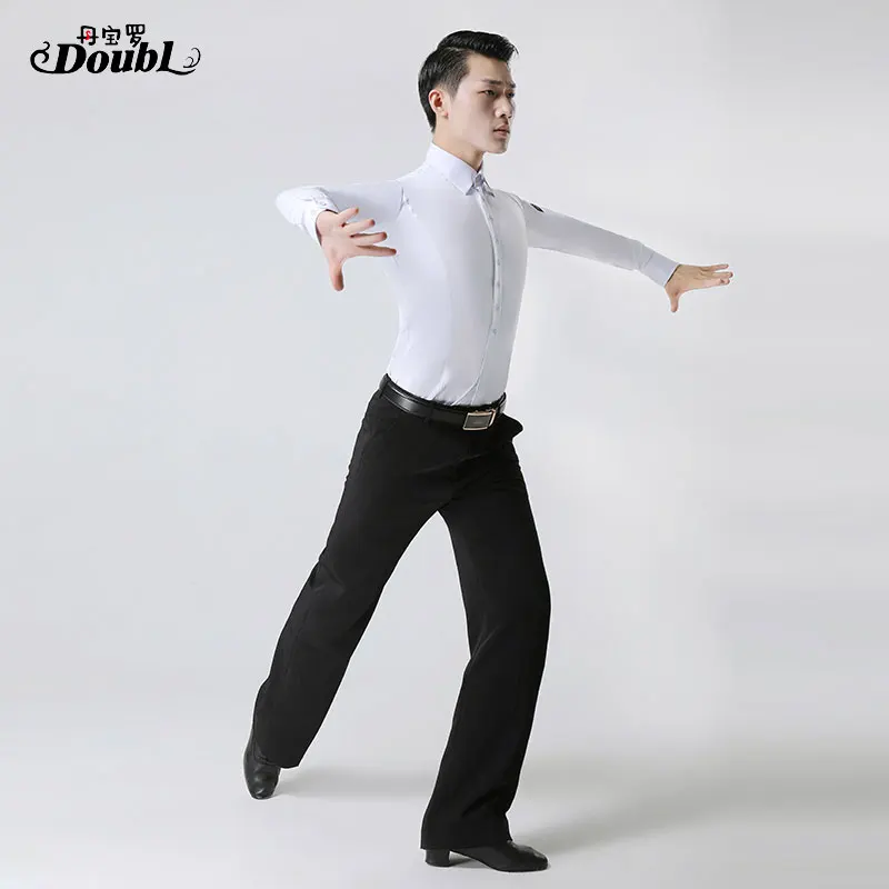 Мужская бальная рубашка DOUBL для латиноамериканских танцев мужская тренировочная