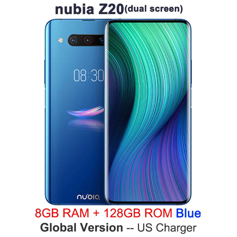 8GB 128G US Глобальная версия оригинального мобильного телефона zte Nubia Z20 8G 128G 6,4"+ 5,1" Snapdragon 855 plus 2,96 GHz 4000mAh 3 сзади 48MP сотовый телефон - Цвет: 8GB 128G US