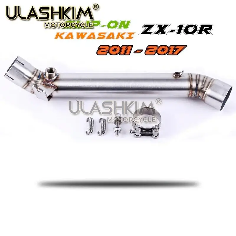 

Motorcycle carbon Fiber Exhaust Escape Bend Middle Link Pipe Slip on Full System For KAWASAKI zx10r zx-10R 2011 - 2017