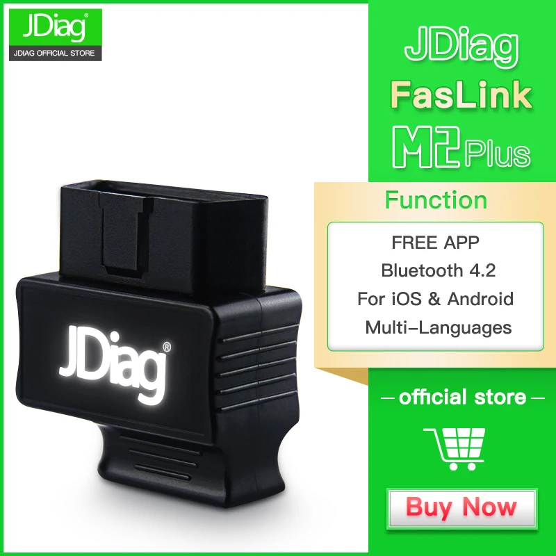 JDiag Faslink M2 Bluetooth 4,2 OBD2 сканер проверка двигателя светильник считыватель кодов Совместимость с iPhone iOS и Android