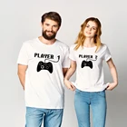 Игрок 1 игрок 2 совпадающие парные футболки летние с коротким рукавом пары футболки День Святого Валентина рубашка Мужчины Женщины Подарок на годовщину