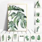 Постер с тропическими растениями и зелеными листьями в скандинавском стиле, холст для украшения дома, Современная Настенная картина с цветами