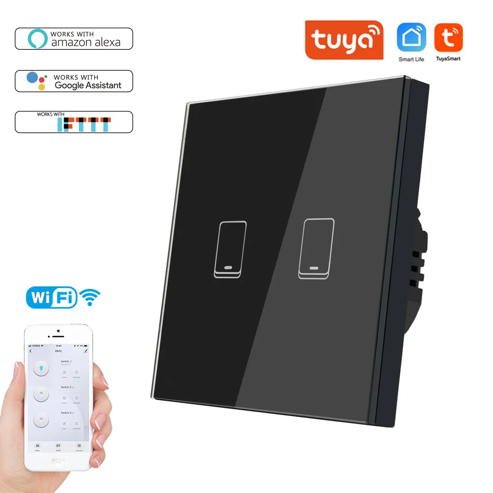 Wifi Smart Touch Sensor Switch 1/2/3 Gang EU Glass Panel APP/Voice/Touch Control Works with Alexa | Безопасность и защита