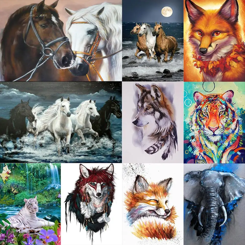 Алмазная живопись 5D сделай сам Набор для вышивки крестиком с животными мозаика