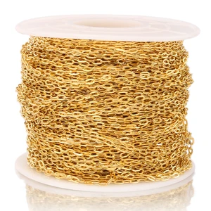 Цепочка Из Нержавеющей Стали, плоская, золотая, ширина 1,7 мм, 2 м, для изготовления ювелирных изделий Изготовление браслета ожерелья