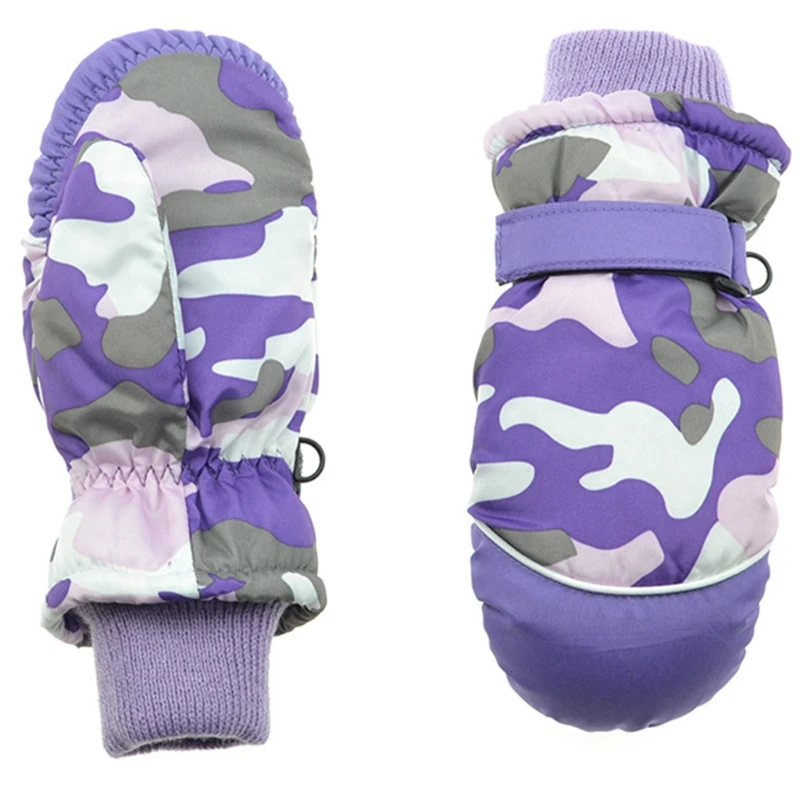 

Child Kids Camouflage Winter Warm Snow Ski Gloves Waterproof Plush Lined Mittens T5UF