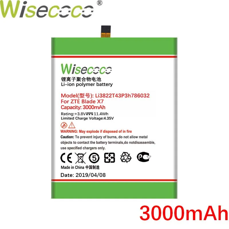 Wisecoco LI3822T43P3H786032 3000 мАч аккумулятор ForOrbic Orbic-RC-501L/zte Blade V6 zte Blade D6/zte Blade X7 аккумулятор для телефона