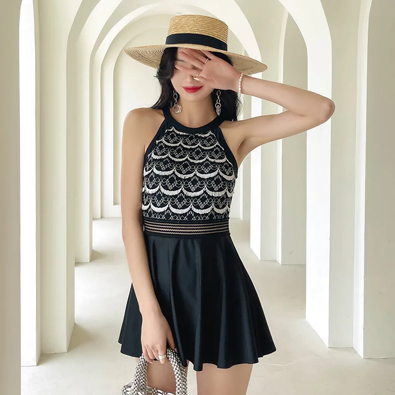 

One Pice Swimsuit Women Sexy Push Up Swimwear Korean Sweet Students High Waist Plus Size Retro Piece Swim Suits Covering New