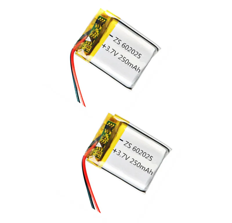 

1/2PCS 3.7V 250mAh 602025 Lithium Polymer Li-Po li ion Rechargeable Battery cells For Mp3 MP4 MP5 GPS PSP mobile bluetooth
