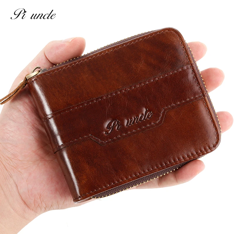 Новинка самый популярный мужской короткий кошелек из натуральной кожи на молнии