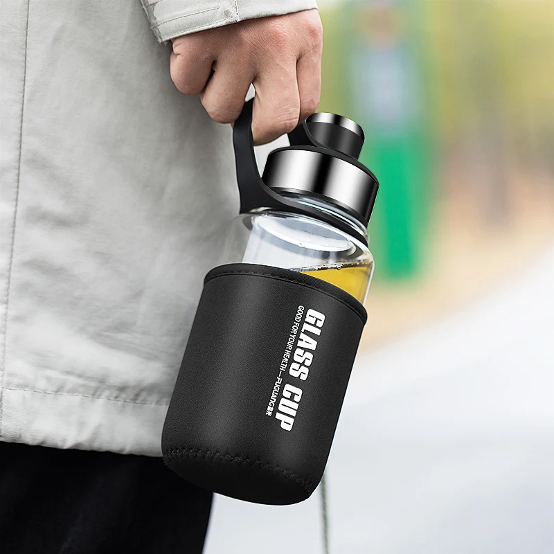 구매 식수 유리 컵 휴대용 대용량 체육관 물병 스포츠 750 Ml 야외 Vidrio Agua 주스 유리 병 차 HH50SP