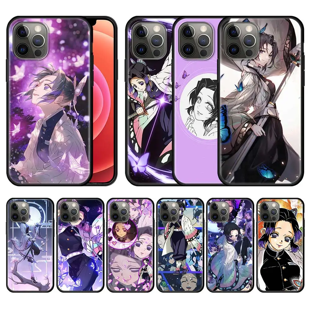 

Mobile Case for Apple iPhone 11 12 Pro Max 7 8 Plus XR X XS SE 2020 6 6S Black Soft Ultrathin Phone Cover Anime Kochou Shinobu