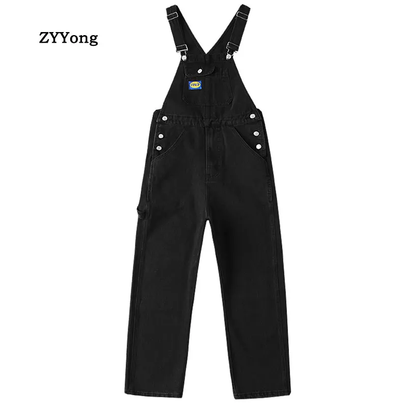 Autumn Overalls Men's Bib Jeans Jumpsuit Hip Hop Street Clothing Fashion Loose Comfortable Denim Pants Blue Grey Trousers