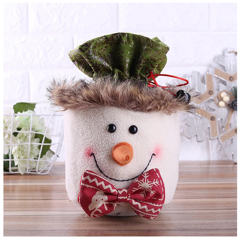 

Santa Gift Bag Candy Bag Snowflake Crisp Drawstring Bag Merry Christmas Decorations For Home New Year 2021 Presents