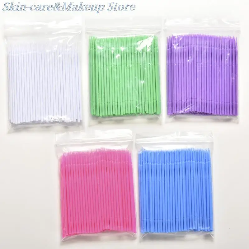 

100 Pcs/Pack Lint Disposable Makeup Brushes Eyelash Extension Individual Lash Removing Tools Swab Micro Brush Beauty Tools