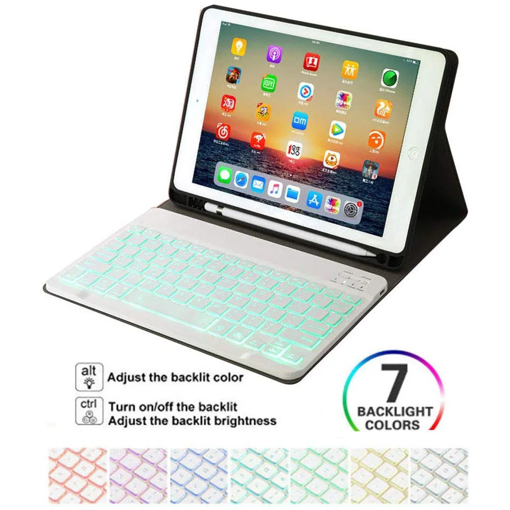 Кожаный чехол-книжка с подсветкой беспроводная клавиатура Bluetooth для iPad 10 2 2019 DOM668 |