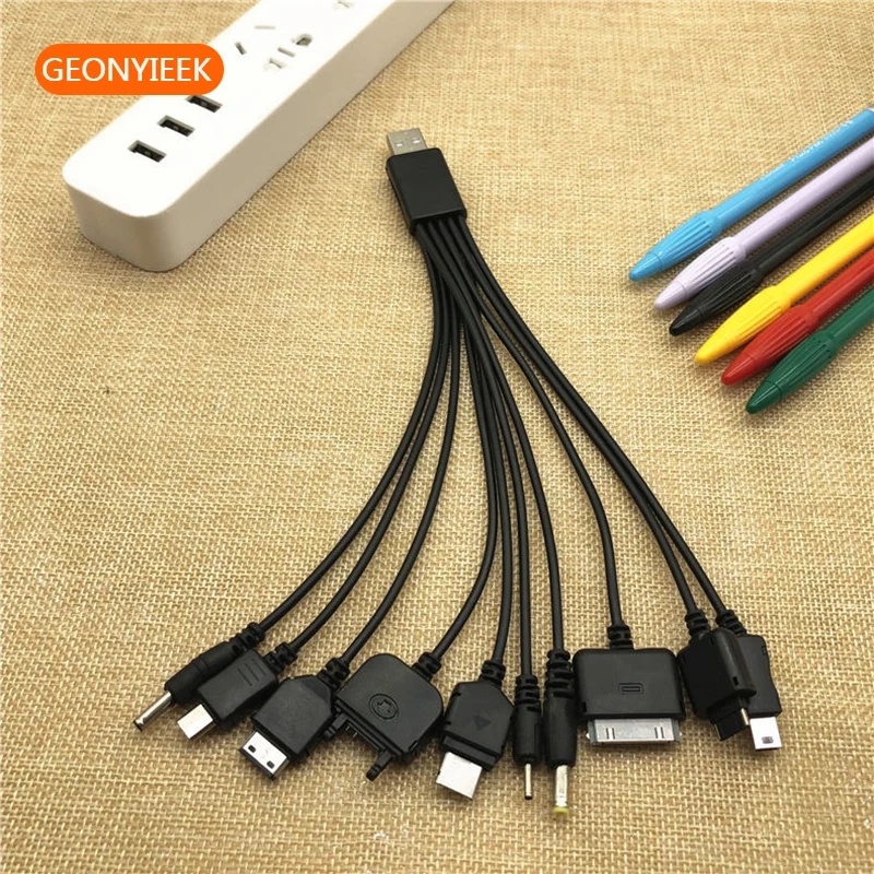 Многофункциональное зарядное устройство 10 в 1 USB-кабели для iPod Motorola Nokia Samsung LG Sony