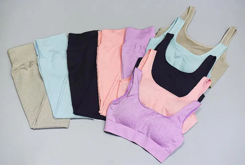 Женские Бесшовные комплекты для йоги из 2 предметов комплект фитнеса