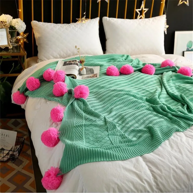 Хлопковое покрывало для дивана уютное вязаное одеяло трикотажное очень мягкое