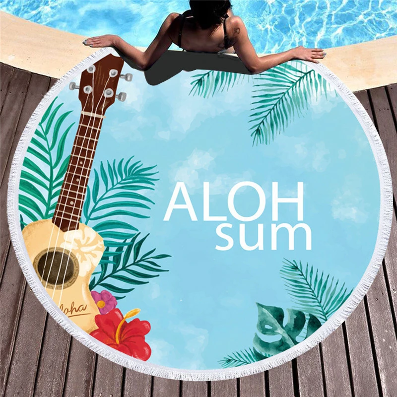 Летнее пляжное полотенце из серии растений круглое плавательное 150 см для загара