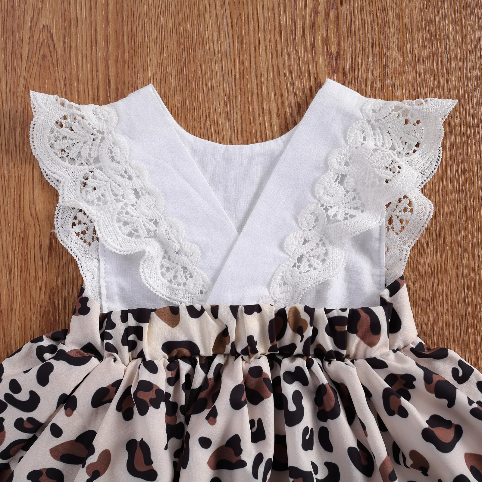 

2021 Baby Summer Clothing 2Pcs Baby Girls Outfits Splicing Leopard O-Neck Backless Romper Skirt Hairband for Toddlers 0-2 Years