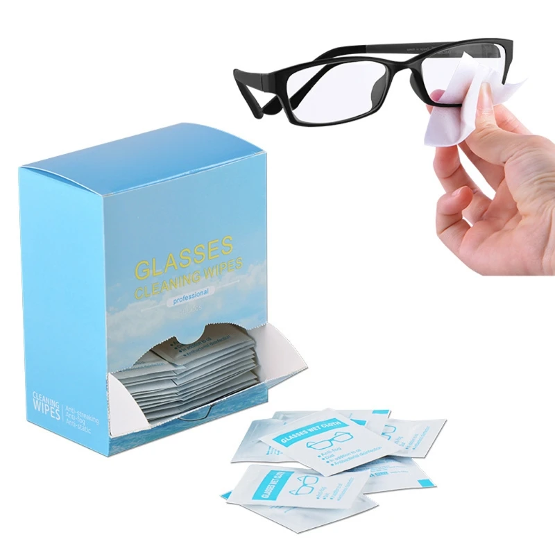

100Pcs Lens Cleaning Wipes Pre-Moistened Individually Wrapped Screens Tablets Camera Lenses Eyeglasses Cleaning Wipe Kit