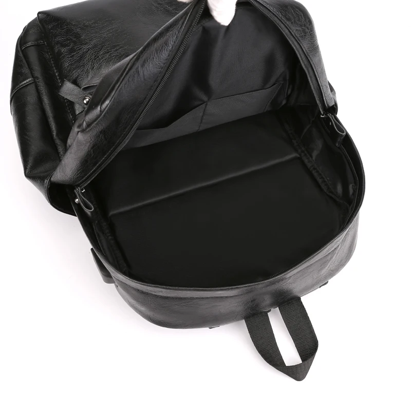 Черный мужской рюкзак из искусственной кожи для подростков с usb-зарядкой большой