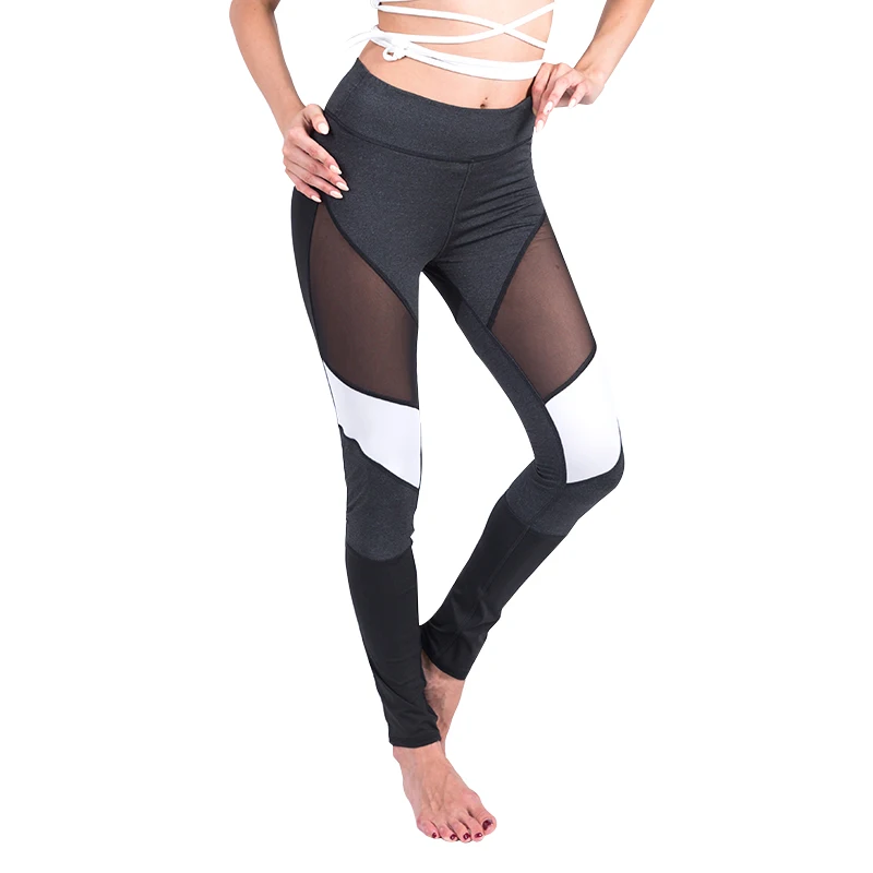 Женские черно белые лоскутные джеггинсы для тренировок обтягивающие брюки