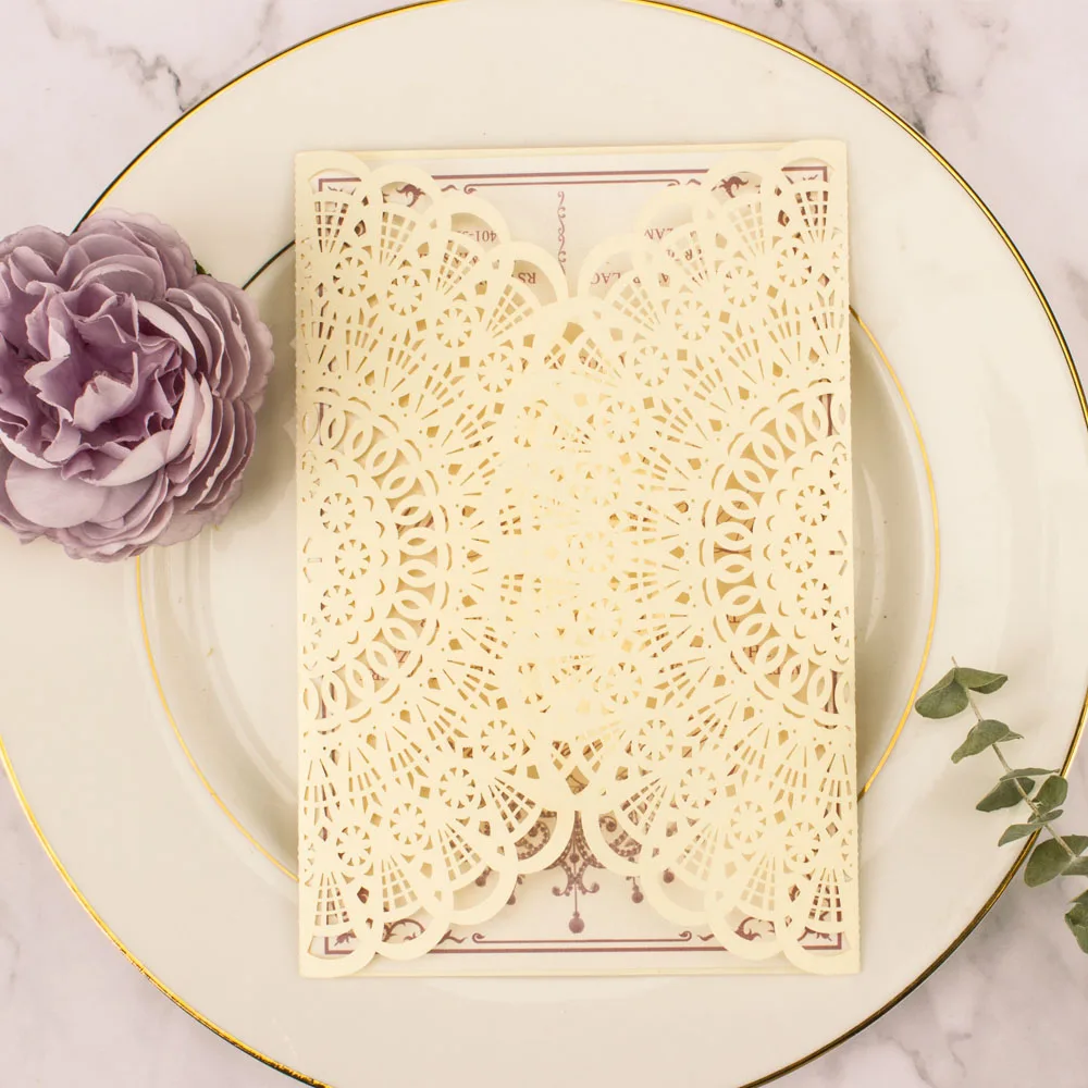 150 шт. лазерная резка pocketfolds розовые свадебные пригласительные открытки