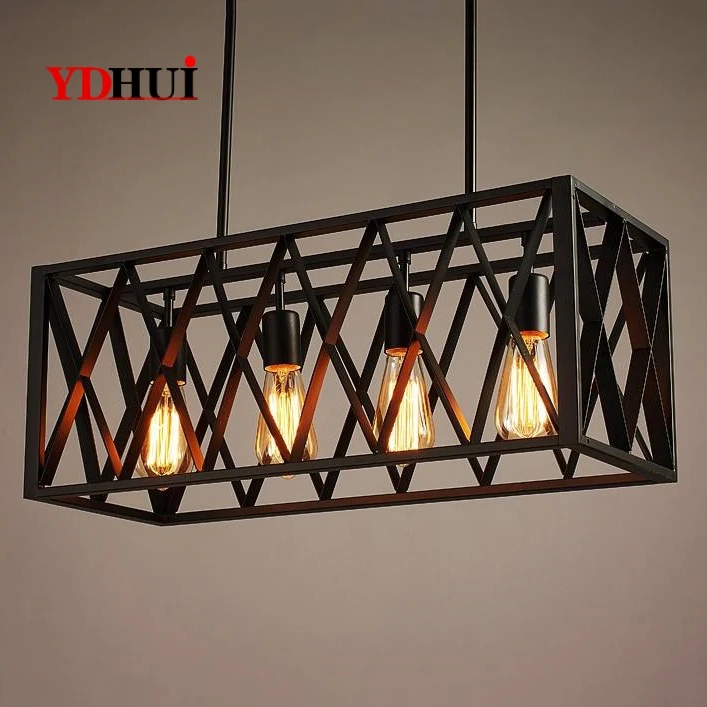 Современный черный подвесной светильник с птичьей клеткой s Железный ящик ретро