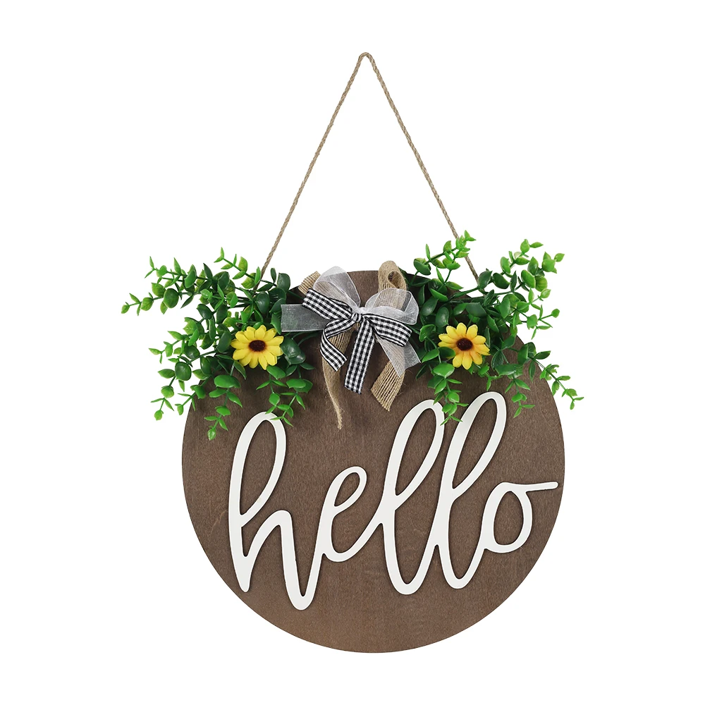 

Welcome Sign Front Door Wreath Hanging Ornament Sweet Home Round Wooden Signs Home Wall Plaque for Home Living Room Door Decor