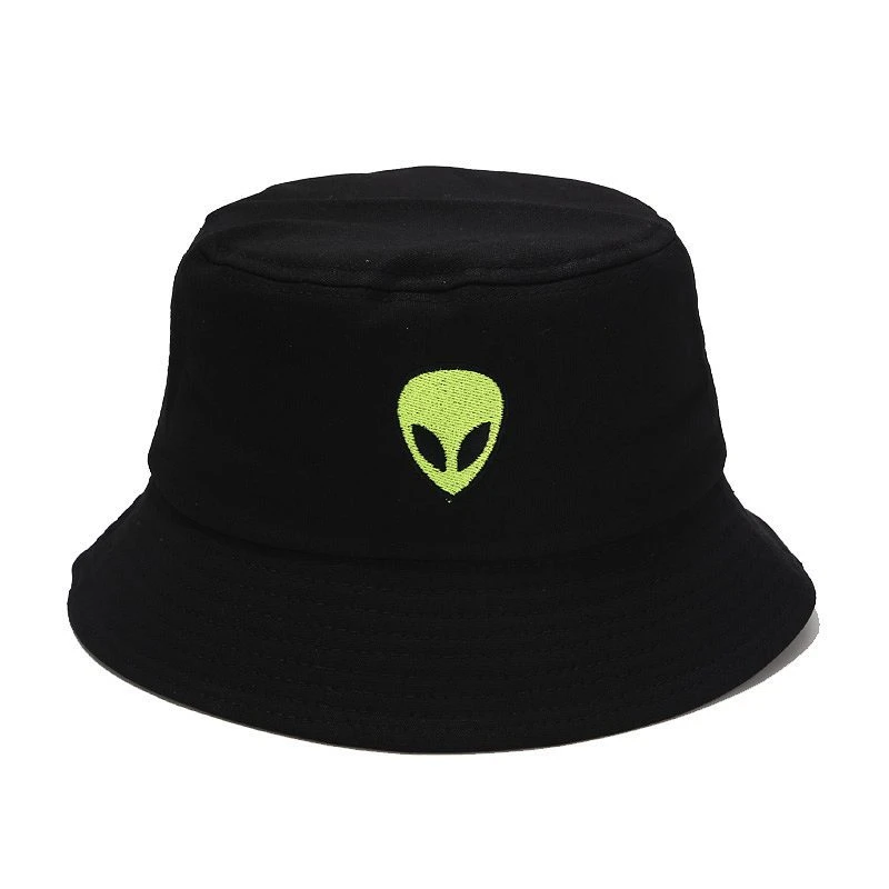 

Embroidery Aliens Bucket Hat Women Men Cotton Foldable Beach Fishing Sun Hats Bob Summer Outdoor Fisherman Hats Hip Hop Caps