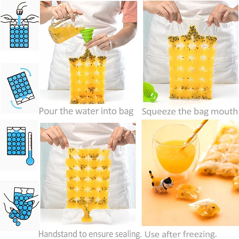 50Pcs/pack Ice Cube Mold Disposable Self-Sealing Bags Transparent Faster Freezing Ice-making Bag Kitchen Gadgets |