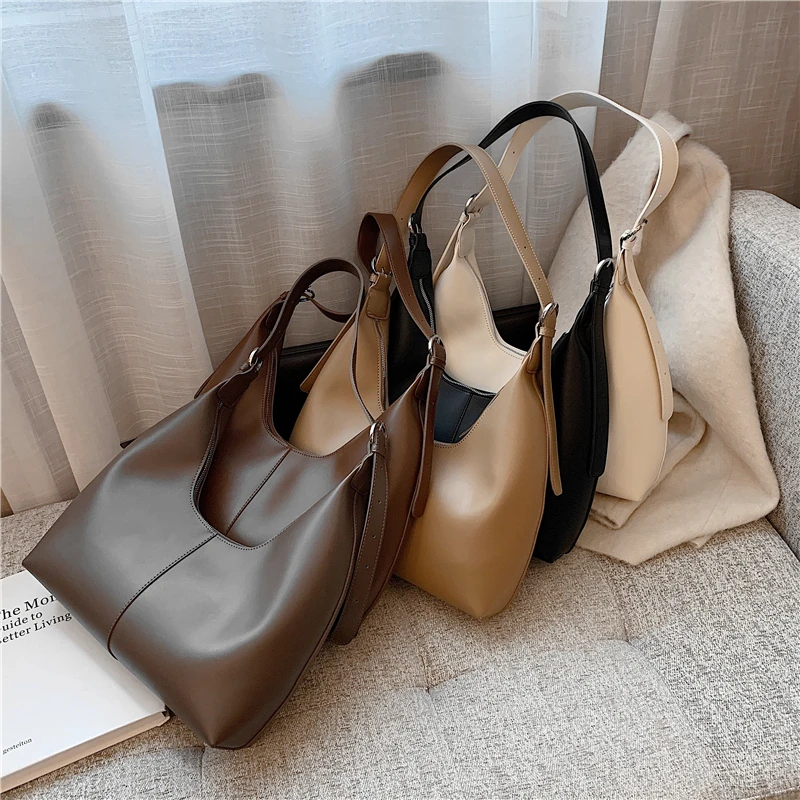 

Famous Brand Solid Hobo Shoulder Bags For Women Large Capacity Office Ladies Work Bag Designer Handbags High Quality Tote Bags