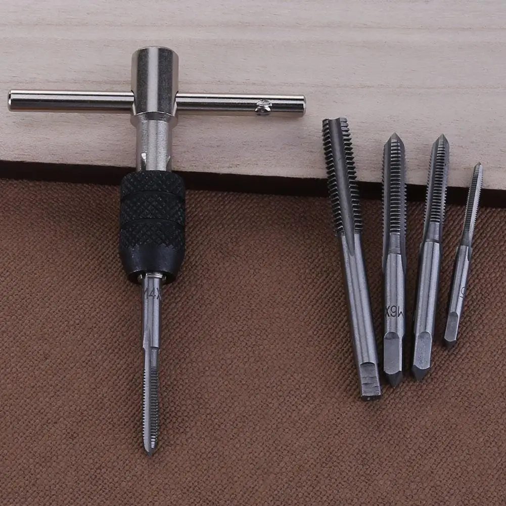 

6Pcs T-type Machine Screw Thread Tap Wrench M3/M4/M5/M6/M8 Tap Set DIY Tool Metric Drill Machine Screw Thread Plug Tap Drill Set