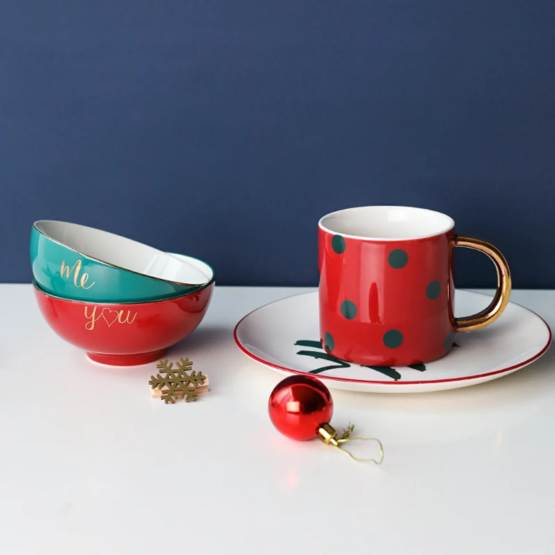 1 шт. Рождественская керамическая тарелка чашка блюдце Западный стейк Плоский