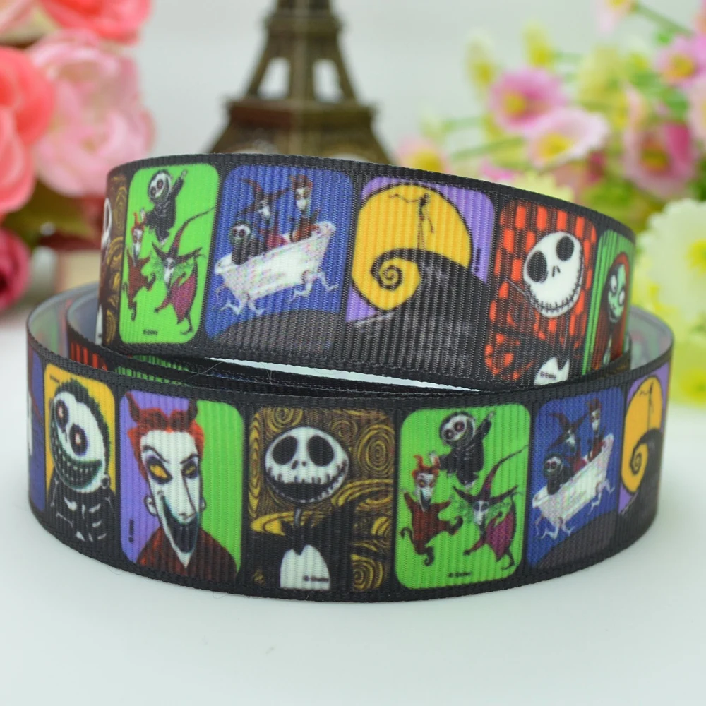 7/8 &quot22 мм Хэллоуин Кошмар печатных grosgrain ленты волос лук DIY ручной работы OEM 50