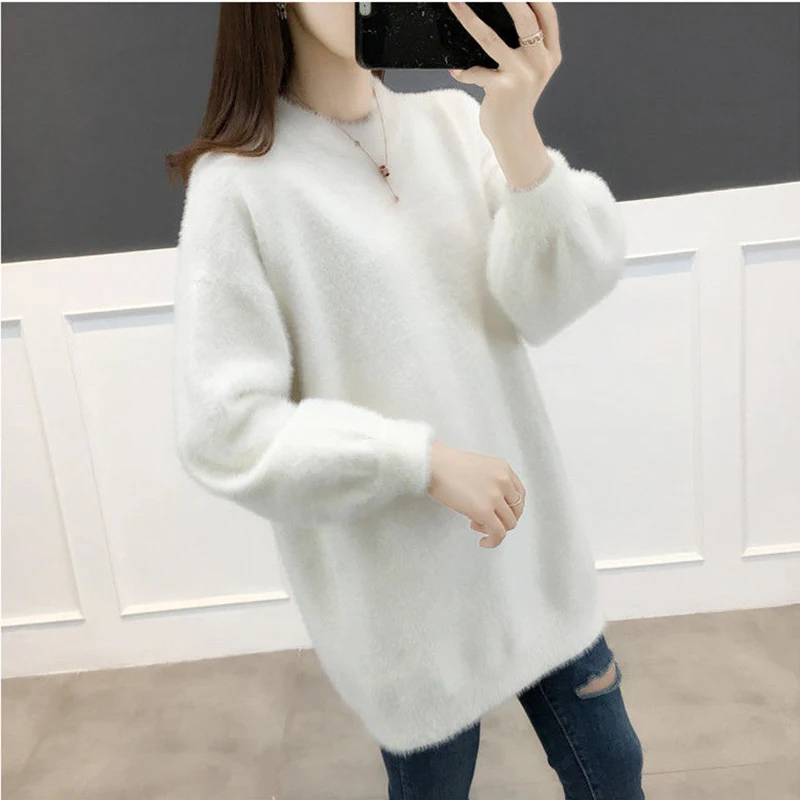 

2020 woman sweaters plus size warm korean clothes women kawaii Long knitted sweater pull noel Losse christmas sweater for winter