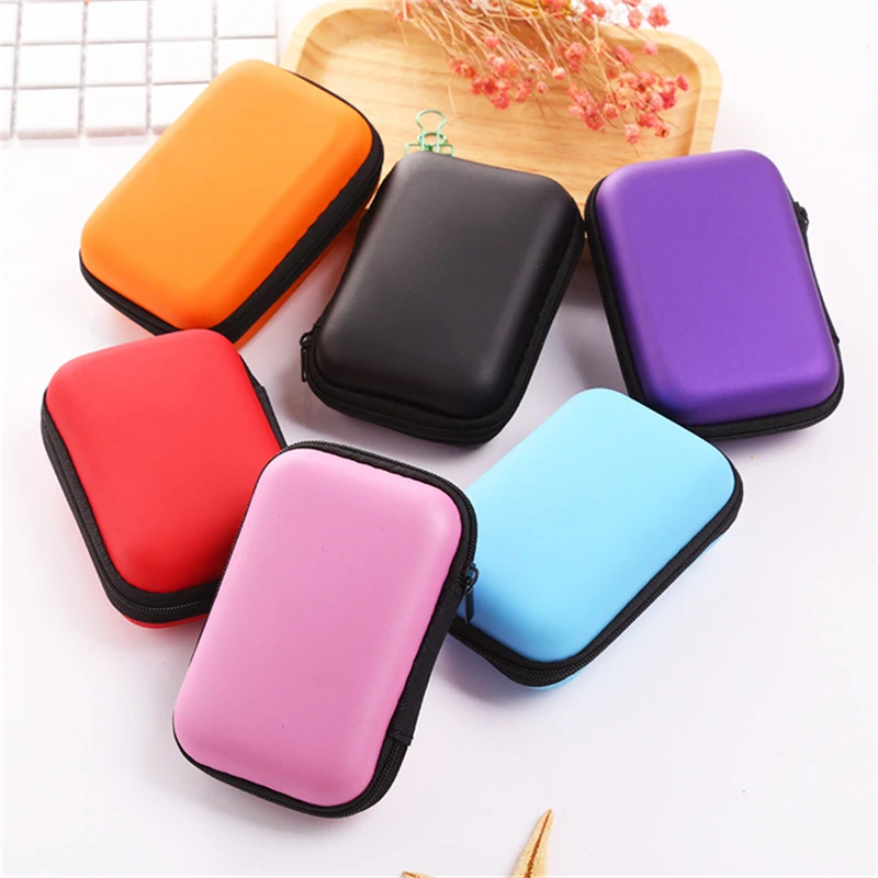 

1Pc Storage Box Carryable Zip Lock Headphones Data Line Money Organizer Box Red Purple Black Pink Blue Orange Makeup Organizer