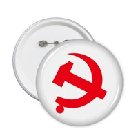 chinese communist badge red symbol round pins badge button clothing decoration 5pcs gift