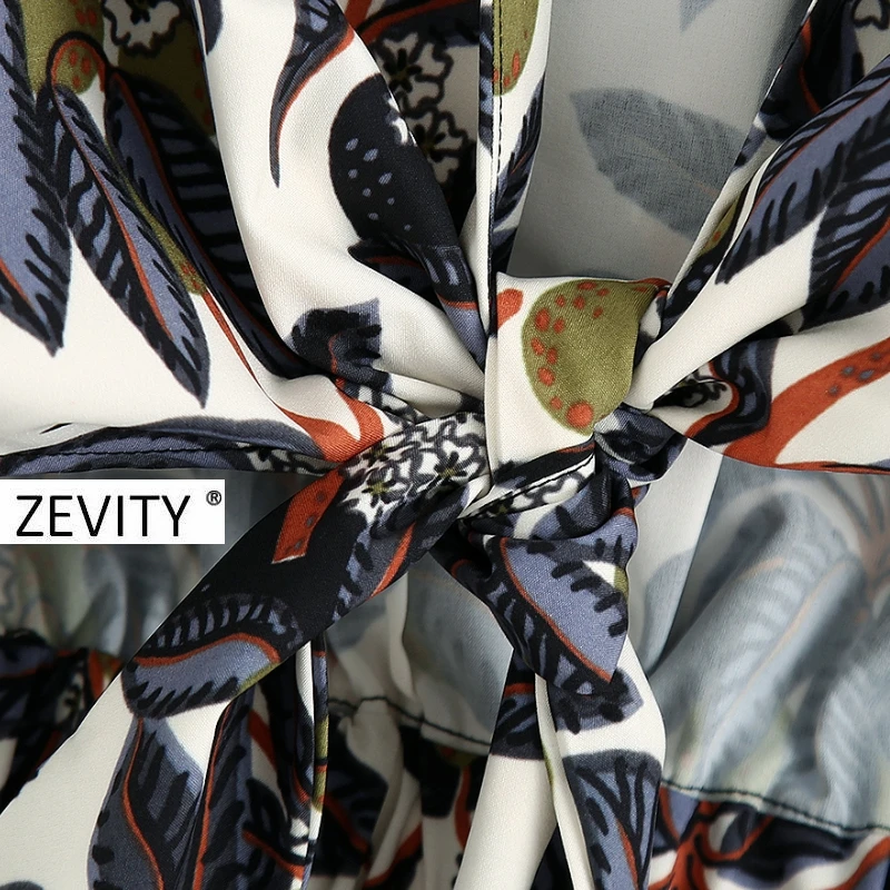 Zevity для женщин Винтаж принт тропических листьев повседневное свободное chic