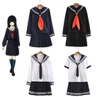 Японская школьная форма JK для женщин и девочек, черно-белая школьная форма из 3 предметов, костюм с юбкой, топом и галстуком, школьная форма моряка для косплея