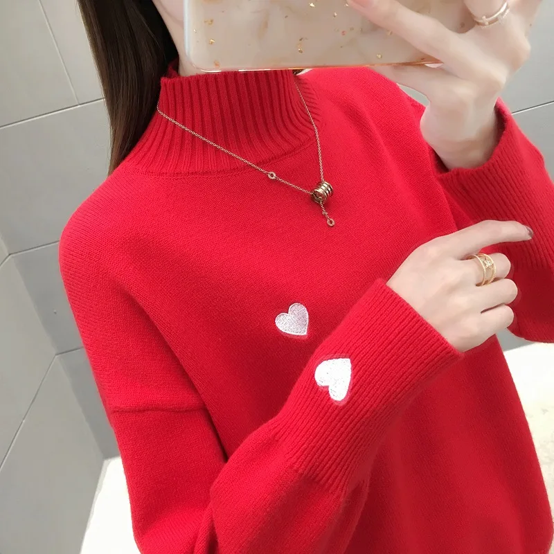12679 (room 6 row 4 7)Actual photograph of the new half-high collar knitted sweater Pullover loving pattern 42 | Женская одежда