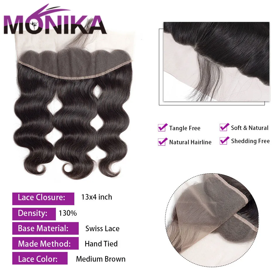 MonikaHair объемные волнистые пучки с фронтальной человеческие волосы 3 пучка с фронтальной бразильской волной тела с фронтальной и пучками не Реми