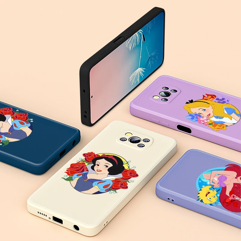 

Princess pretty of disney For Xiaomi 6 X CC9 E A3 Lite A2 Mix 3 4 Poco X3 NFC X2 M2 C3 M3 Pro F3 GT Liquid Silicone Phone Case