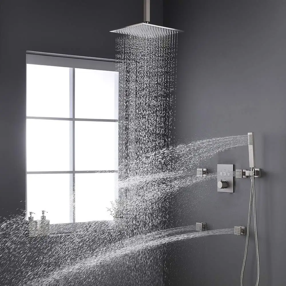 3 полосный термостатический латунный душ грубая в клапан дивертер и отделка